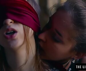 Straight girl is blindfolded and compelled by sapphic before she climaxes