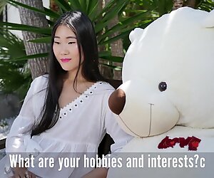 Timid Chinese girl gives an interview before the first anal sex.