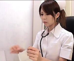 Japanese Nurse Handjob with Latex Gloves